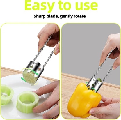 Aerbee Red Bell Pepper Corer - 304 Stainless Steel Apple & Pepper Core Remover, Designed for a Wide Range of Fruits and Vegetables, Core Remover Easy Kitchen Gadgets