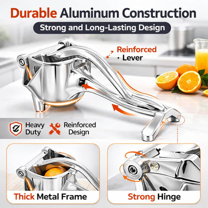 Heavy Duty Cast Iron Juicer Manual Hand Press, Stainless Steel Fruit Juice Squeezer for Lemon & Orange, Citrus Press Juicer (1PC)