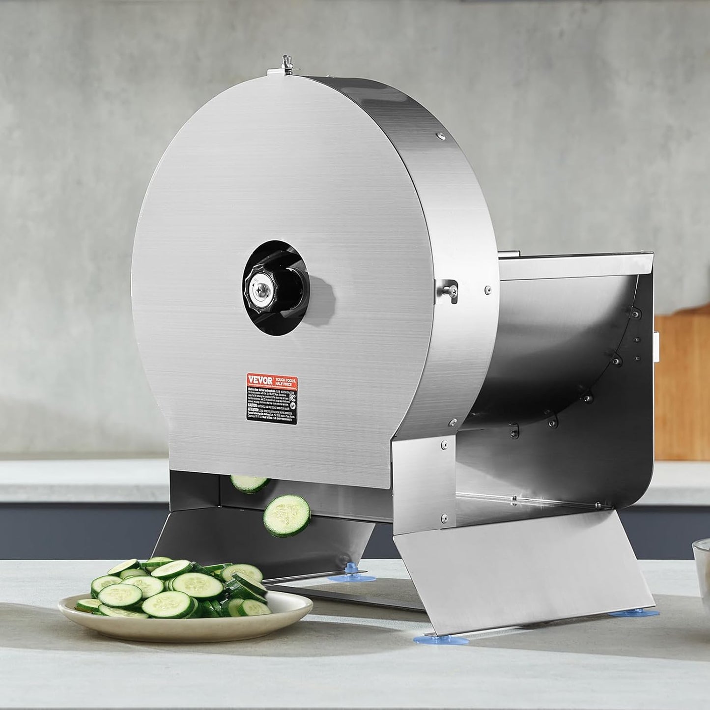 VEVOR Electric Vegetable Slicer, 0-0.5"/0-12mm Thickness Adjustable Commercial Slicer Machine, Convertible to Manual, Stainless Steel Food Cutter Slicing Machine, for Potato, Lemon, Tomato, Apple