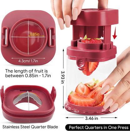 Small Fruit Cutter, Creative Strawberry & Grape Slicer, Quickly Making Fruit Vegetable Salad (Black)