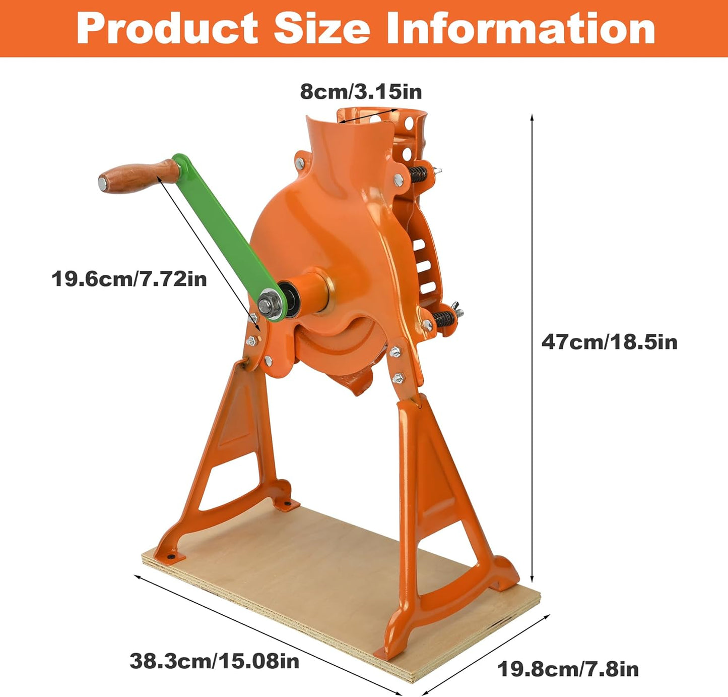 Corn Sheller and Stripper Machine - Hand Crank & Electric Corn on the Cob Remover with Fixed Wooden Base, Sturdy All-in-One Shelling Design