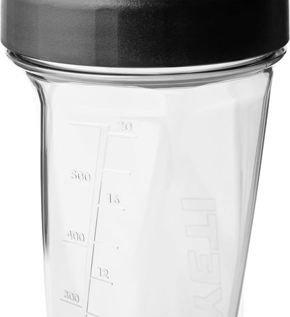 YETI Yonder Helimix Vortex Blender Shaker Bottle Holds up to 20oz | No Blending Ball or Whisk | USA Made | Portable Pre Workout Whey Protein Drink Shaker Cup | Dishwasher Safe, Clear