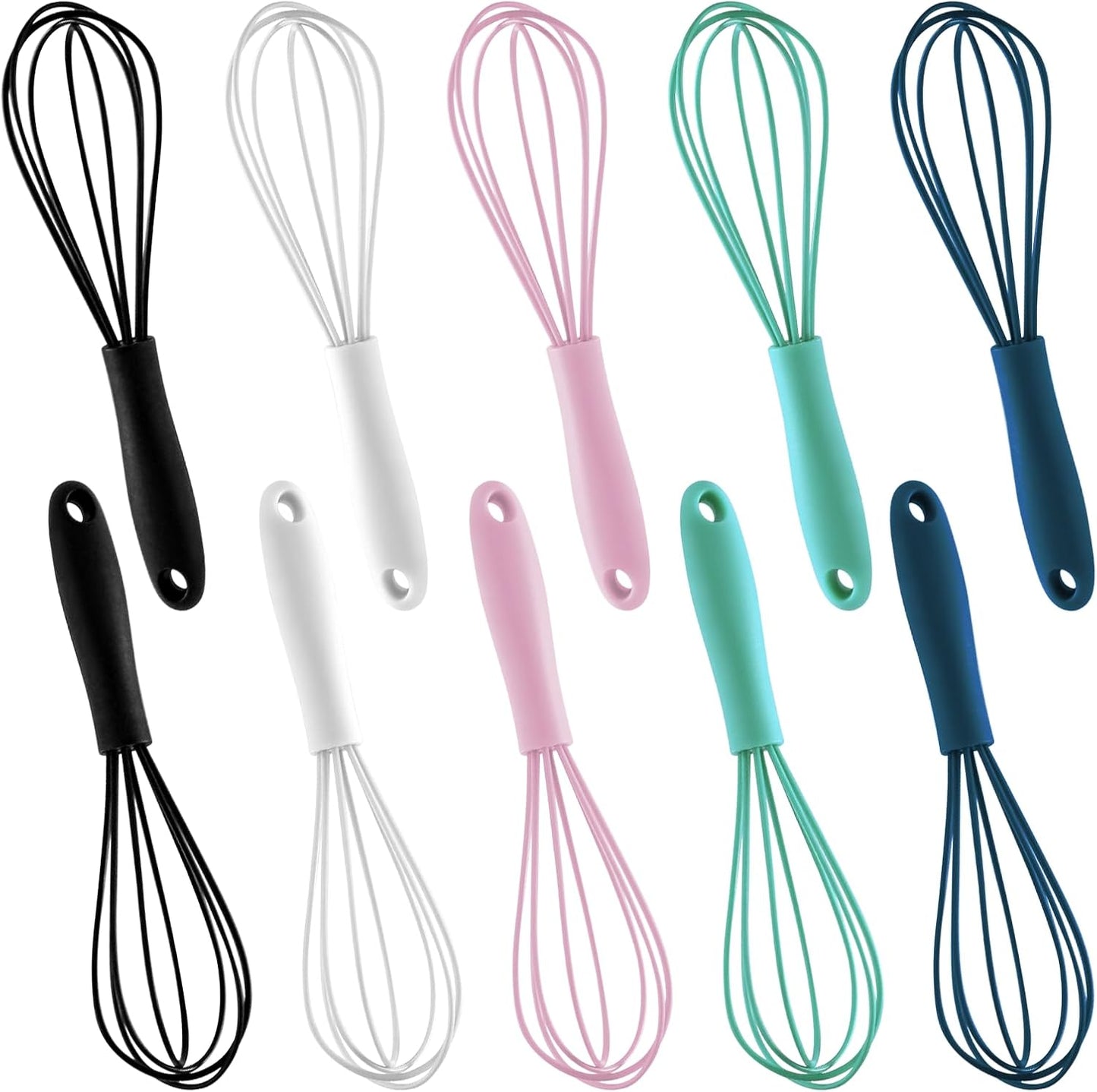 Silicone Whisk 5 Pcs Colorful Kitchen Mini Silicone Whisks,Whisk Set Egg Beater for Blending Whisking Beating Stirring Cooking Baking