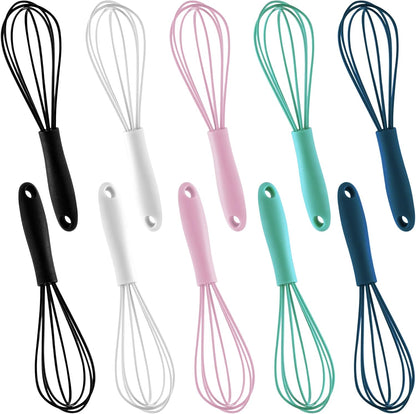 Silicone Whisk 5 Pcs Colorful Kitchen Mini Silicone Whisks,Whisk Set Egg Beater for Blending Whisking Beating Stirring Cooking Baking