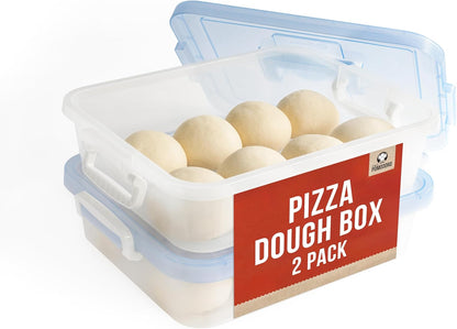 Chef Pomodoro Pizza Dough Proofing Box, 14 x 11-Inch, Preparation Container with Lid, Fits 4-6 Proofing Balls, Household Pizza and Bread Dough Tray With Convenient Carry Handle (Blue)