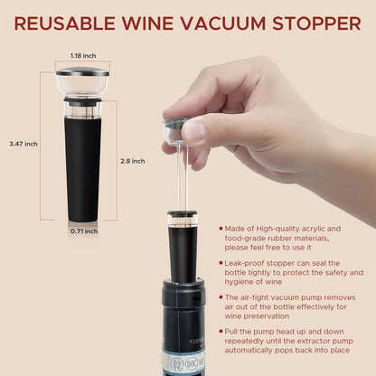 Wine Bottle Opener Gift Set, Zinc Alloy Wing Corkscrew with Vacuum Stopper & Aerator Pourer, Multifunctional Wine Corkscrew for Kitchen, Bar, Party, Camping, BBQ, Wedding, Dinner Gathering