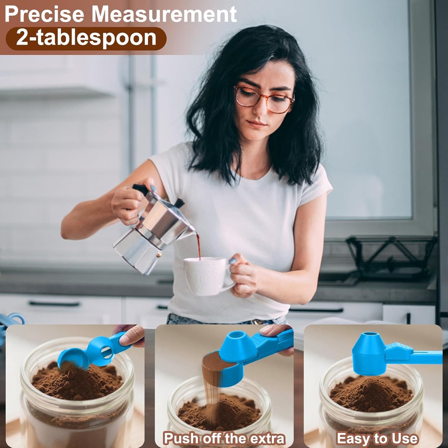 Palksky Coffee Scoop & Funnel for Reusable K Cup Refillable Coffee Pods, 2 Tablespoon Slide Coffee Measuring Funnel Scooper,1PCS