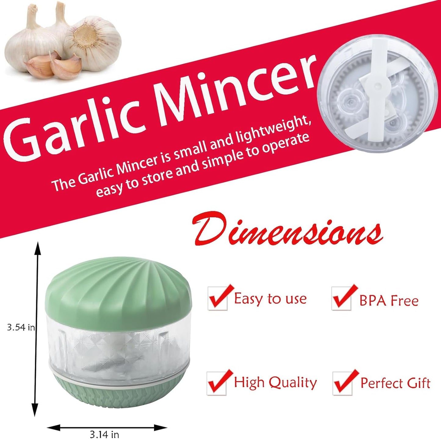Garlic Chopper,Masher Onion Chopper,Manual Garlic Muddler,Blender to Vegetable,Mini Manual Hand Food Chopper for Kitchen