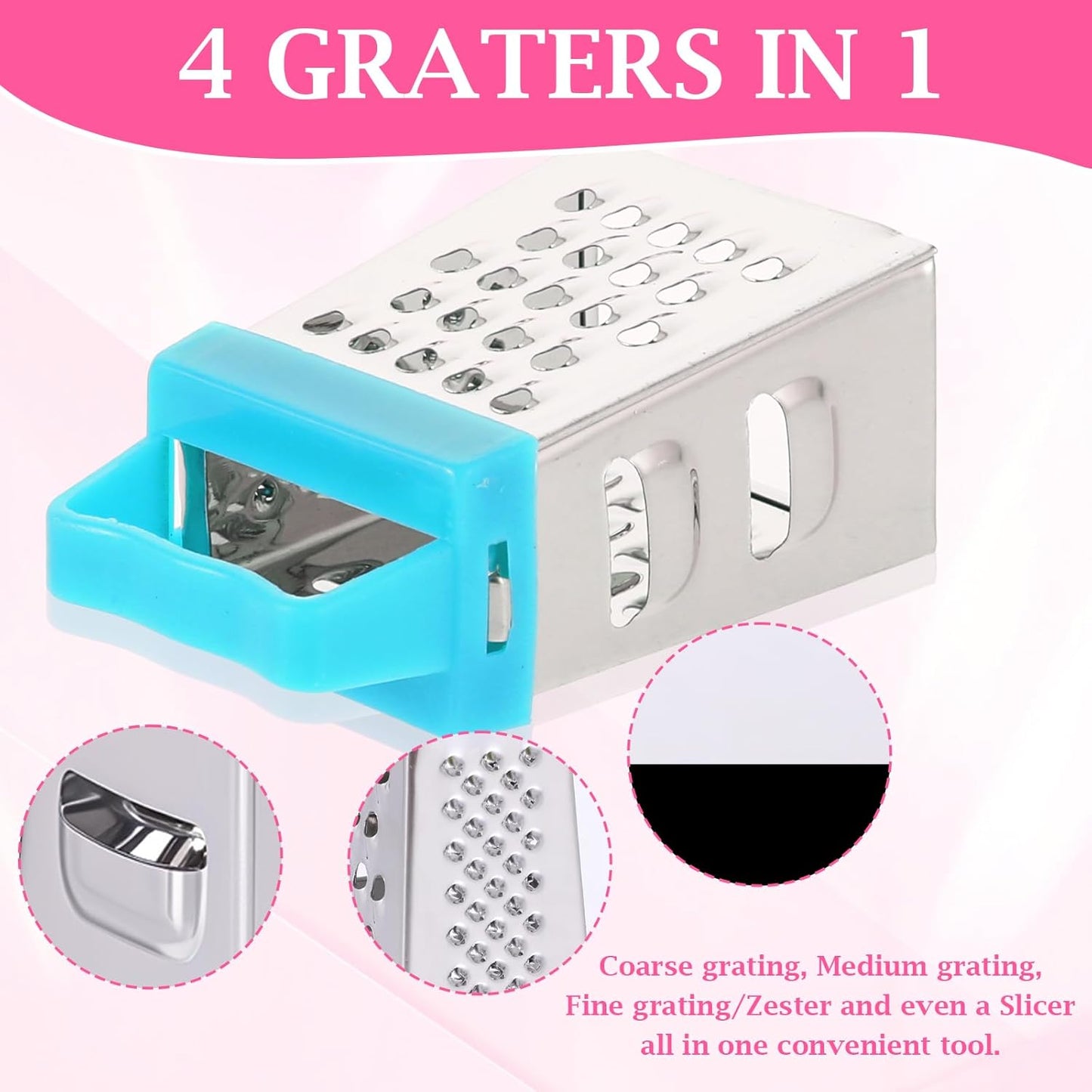 6pcs Mini Cheese Grater Set, Stainless Steel Box Graters, Compact Mini Graters for Kitchen, Small Box Grater for Cheese, Vegetables, Ginger, and More