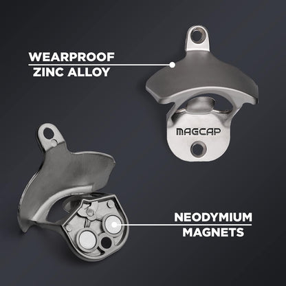 Outdoor Bottle Opener Wall Mounted - Style Magnetic Beer Bottle Opener that Catches Caps - Easy to Install and Incredibly Convenient (Gunmetal Black)
