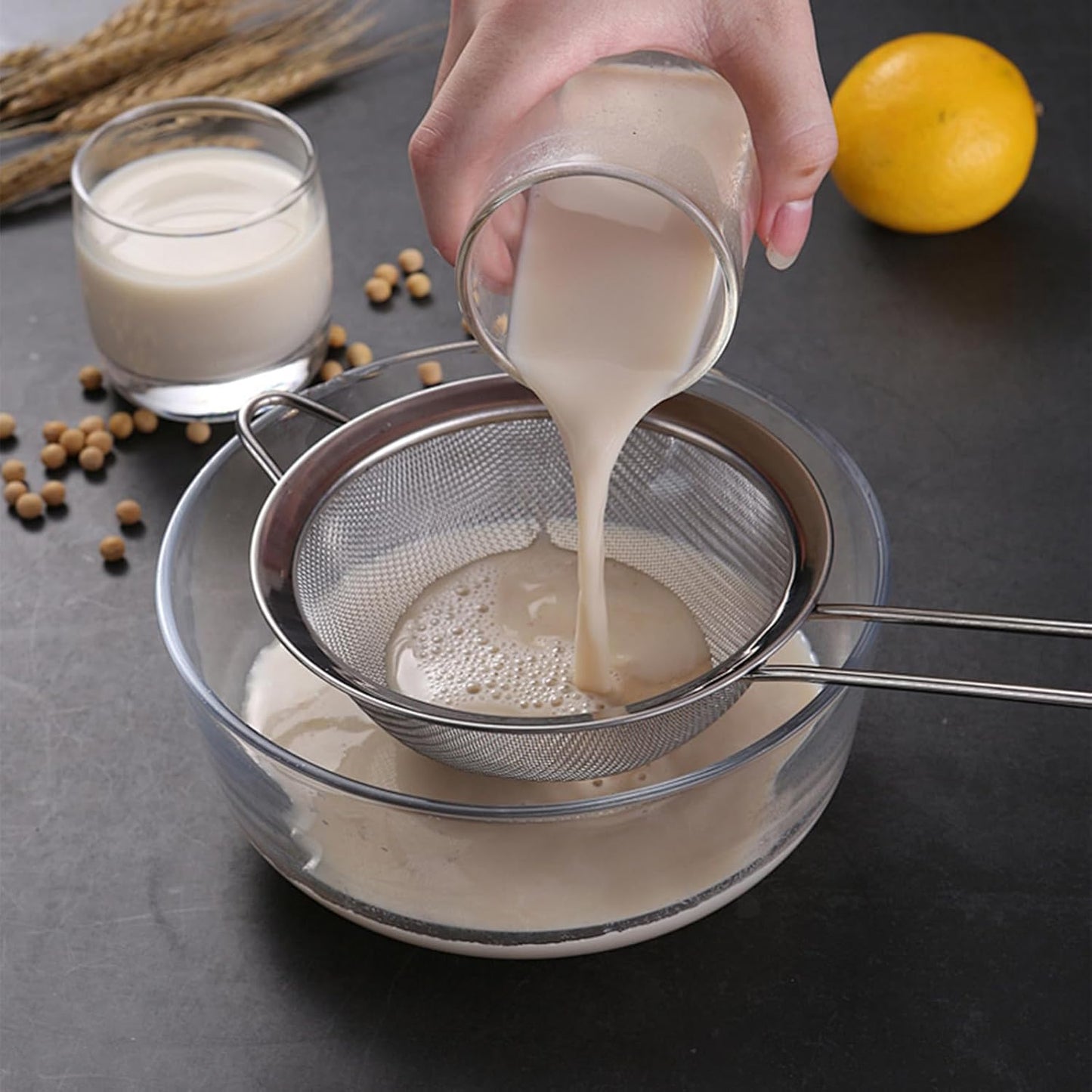 6 Pcs Fine Mesh Strainers with Handle, Stainless Steel Sifter Small Medium Large Strainer Set, Metal Sieve for Baking Flour, Tea, Cocktail, Juice