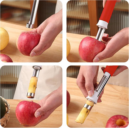 8 In Apple Corer,Apple Peeler And Corer Tool,Stainless Steel Kitchen Core Removal Tool,Fruit Core Remover, Apple, Pear, Bell Pepper(Red)