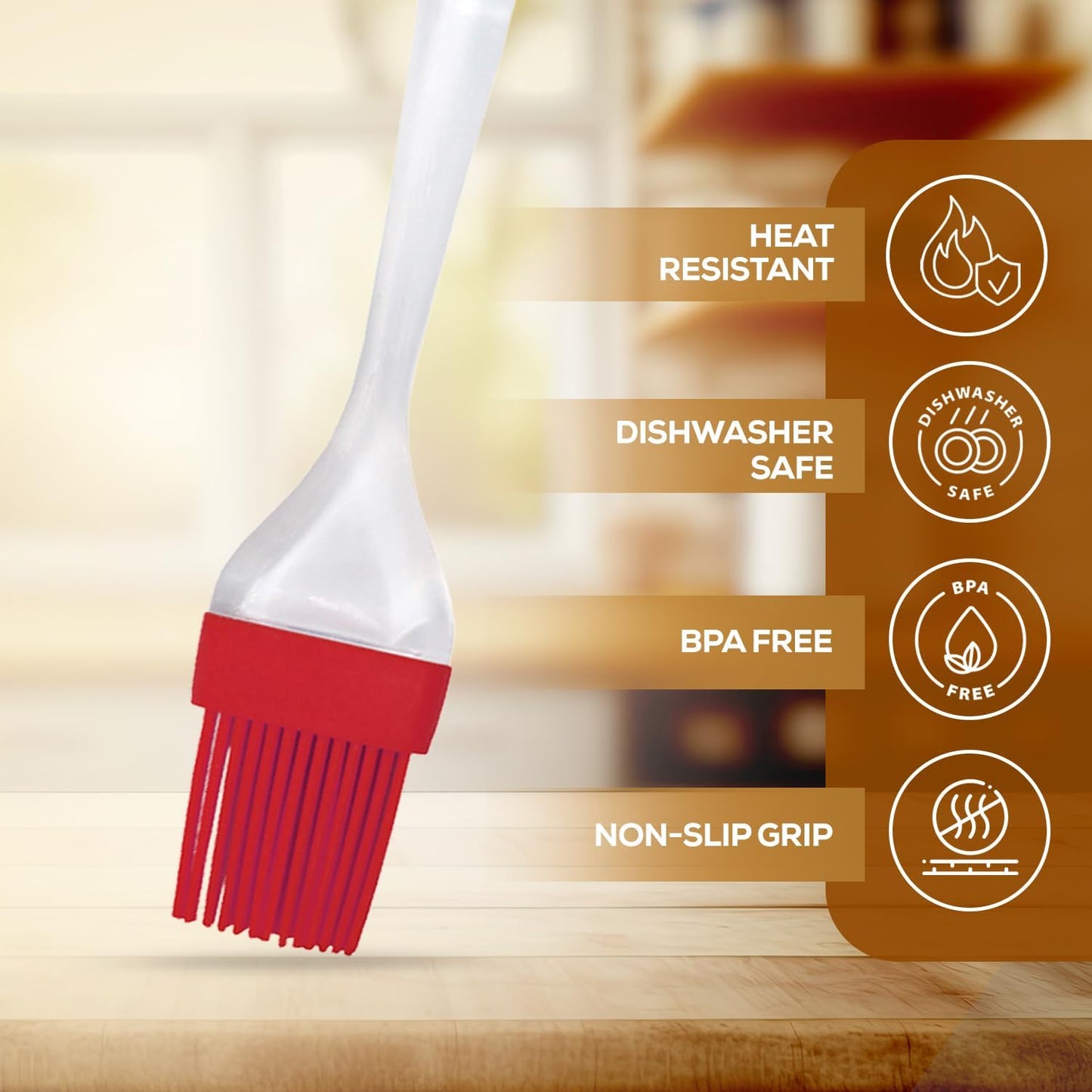 Mrs. Anderson's Baking Solid-Ferrule Natural Boar Bristles Pastry Basting Brush, 2" x 8.25"