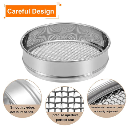 PATIKIL 10 Mesh Lab Sieve, 8" Diameter Test Sieve 304 Stainless Steel Wire Cloth (2mm) for Industrial Laboratory