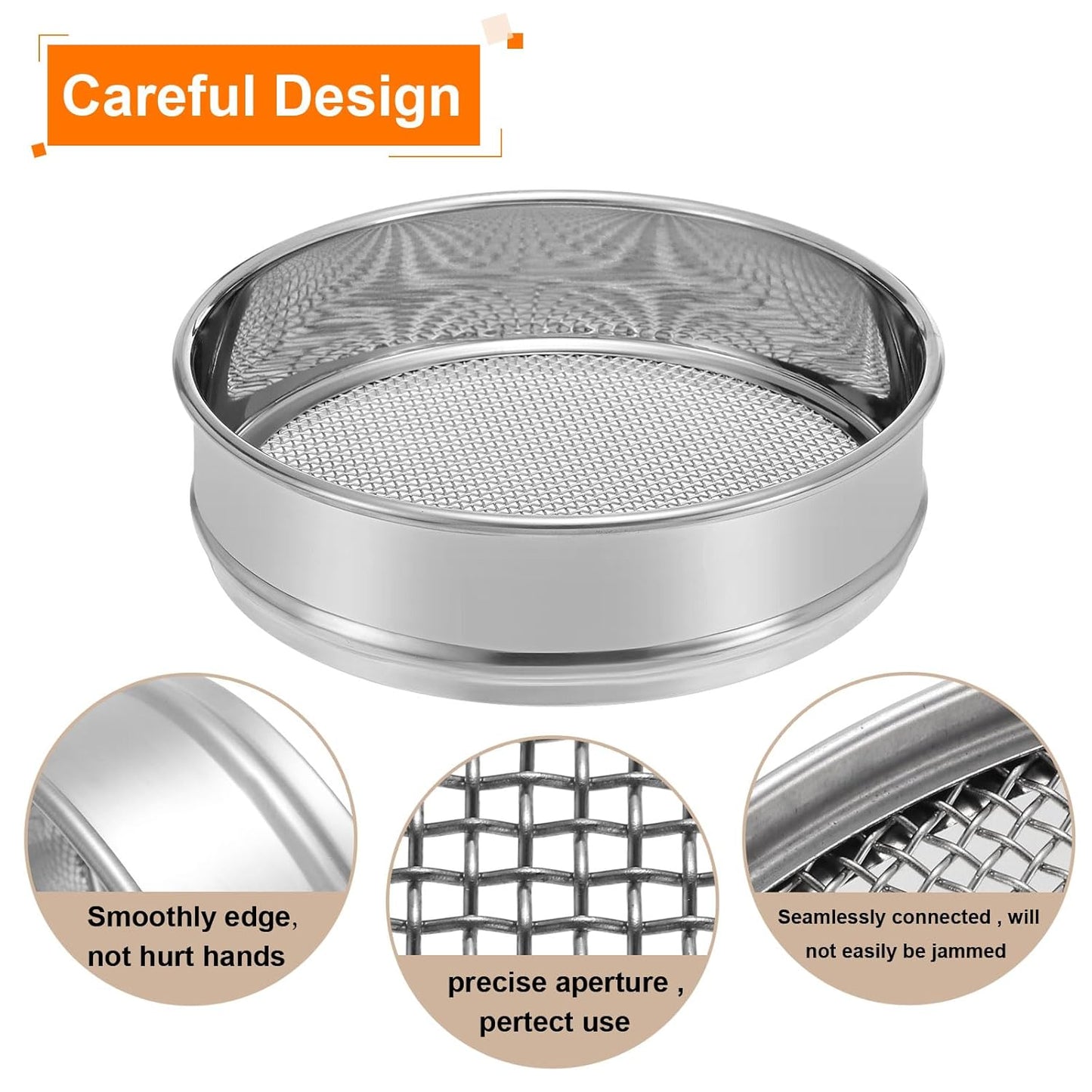 PATIKIL 40 Mesh Lab Sieve, 8" Diameter Test Sieve 304 Stainless Steel Wire Cloth (0.45mm) for Industrial Laboratory - Colors A
