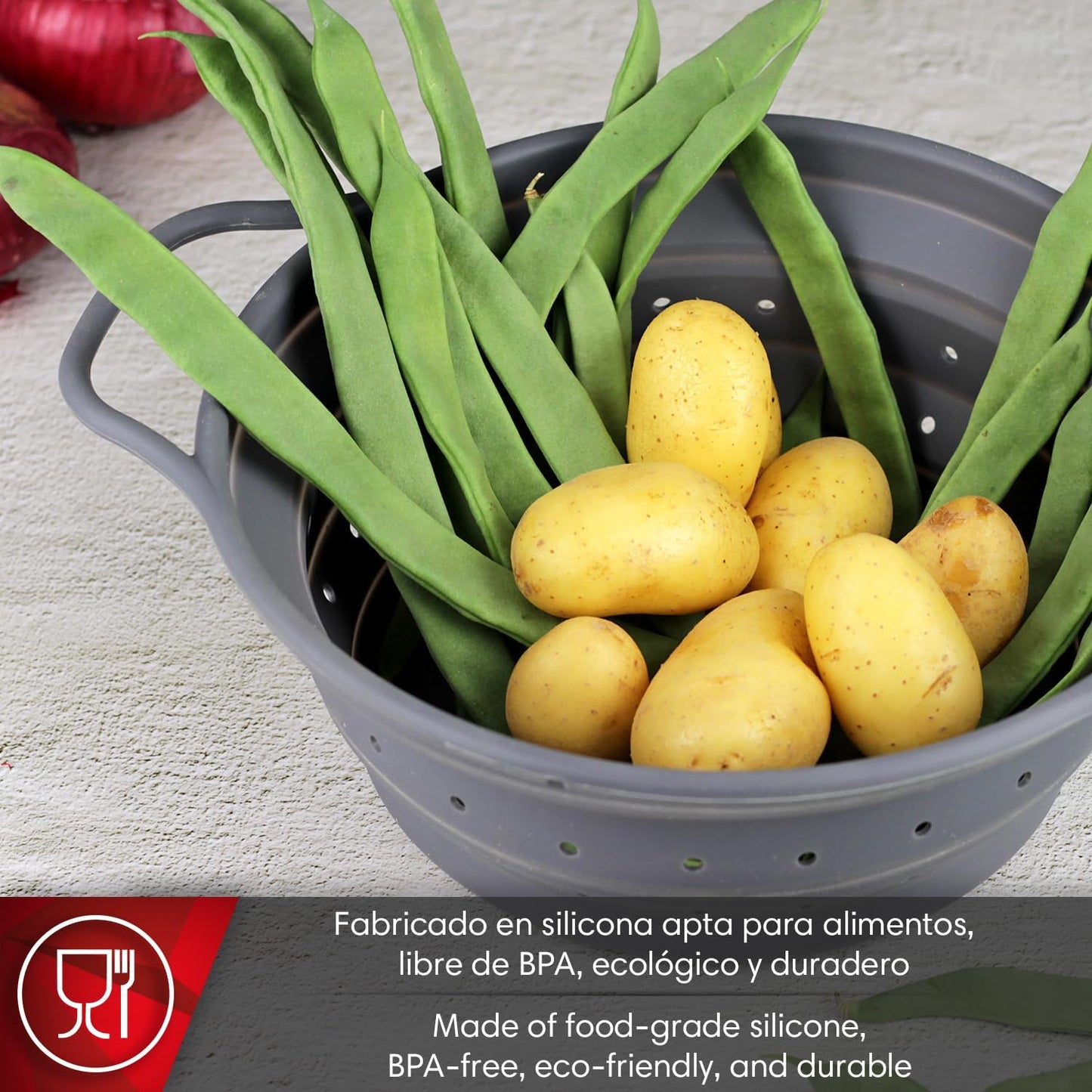 Magefesa Balance Collapsible Silicone Colander, 8-10 Inch