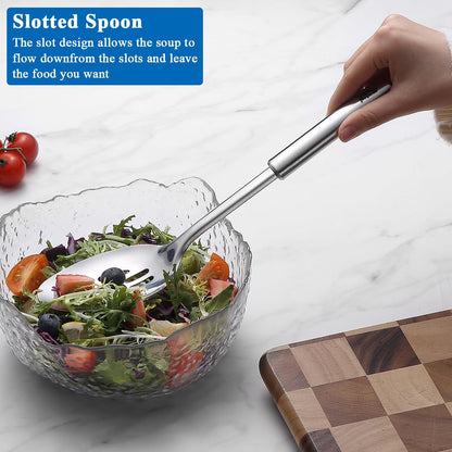Berglander Kitchen Skimmer Slotted Spoons for Straining 2 pcs 13", Stainless Steel Kitchen Spider Strainer Ladle Spoon for Straining Pasta/Cooking/Frying/Noodle, Metal Kitchen Utensils Pasta Spoon