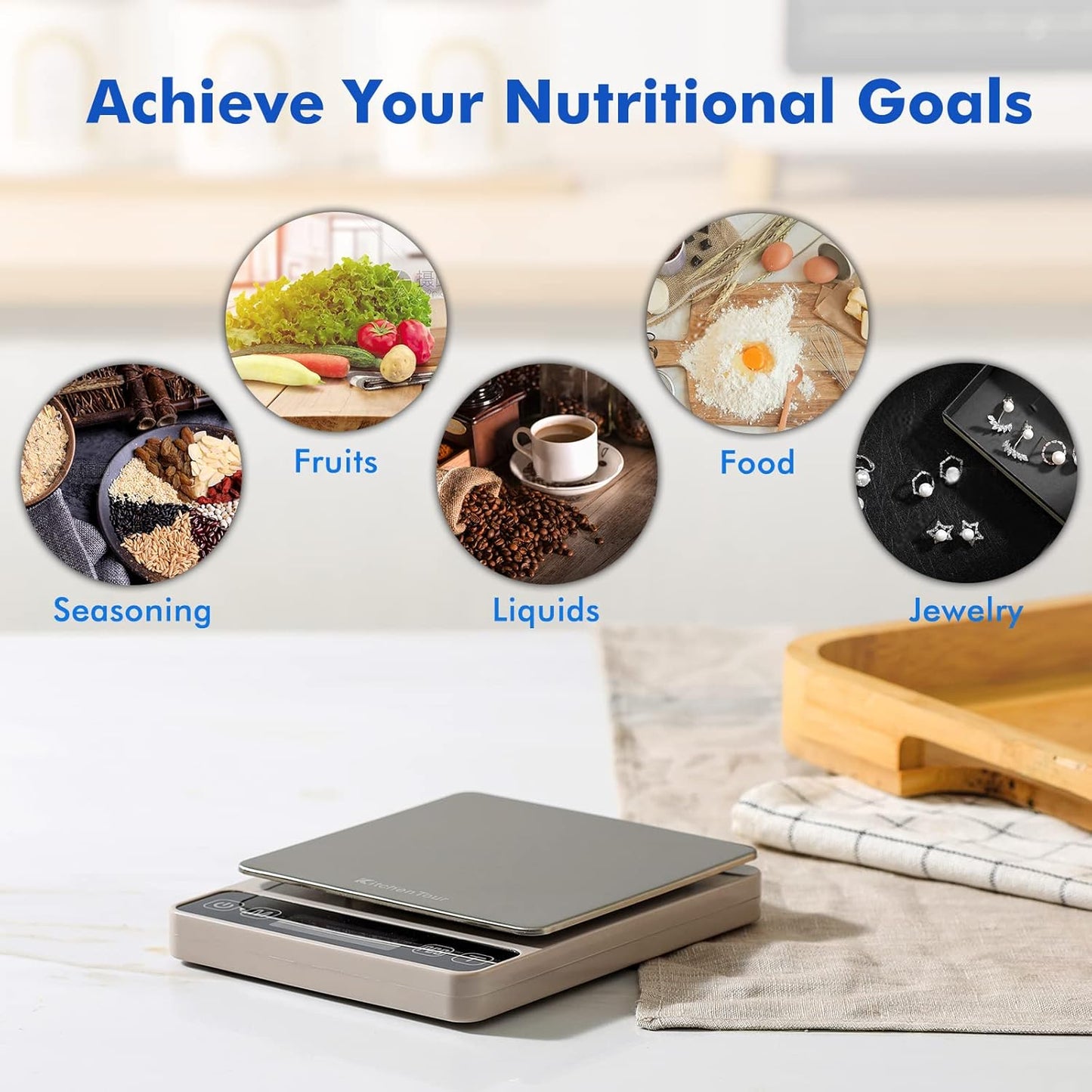 KitchenTour Digital Kitchen Gram Scale - 500g/0.01g - High Accuracy Precision Food Scale - Meat Scale with Back-Lit LCD Display(Batteries Included)-Black