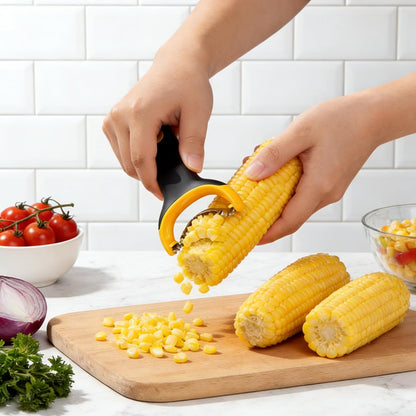 Corn Prep Peeler, Y-Shape Corn Kernel Remover Tool with Japanese Stainless Steel Blade and Non-Slip Ergonomic Handle, Quick Safe Corn on the Cob Stripper Peeler for Kitchen Fresh Corn Prep