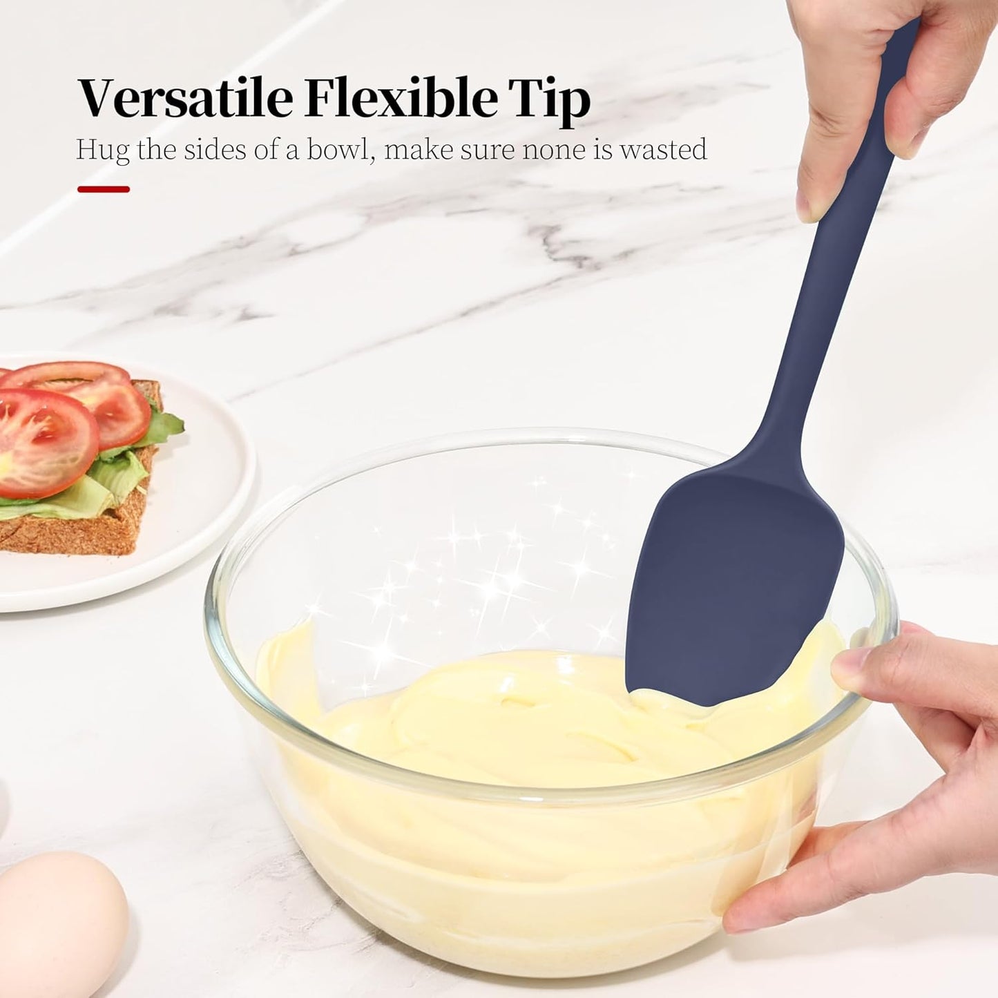 600ºF Heat Resistant Spatulas, High Heat Food Safe Semless Kitchen Silicone Scraper Set for Cooking Baking Mixing Scraping Stirring Nonstick Cookware Pan Bowl (4Pcs,Aqua Sky)