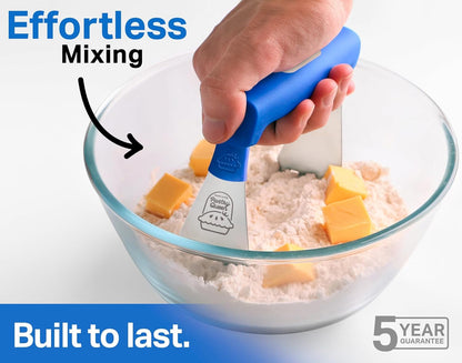Pastry Cutter Tool - Heavy Duty Stainless Steel Pastry Blender, Comfortable Handle, Dishwasher Safe, Perfect Flaky Pie Crust & Biscuits - Blue