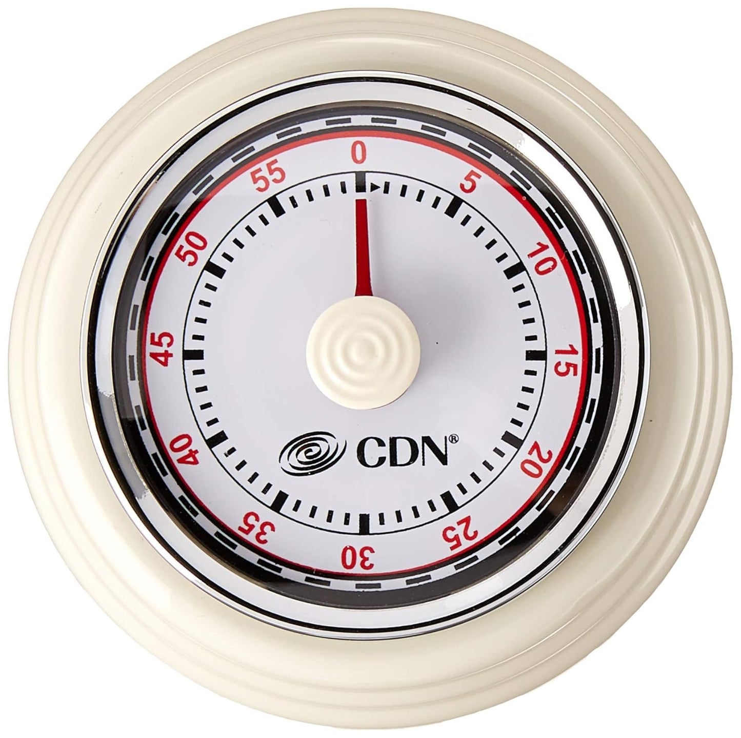 CDN Compact 60-Minute Mechanical Timer | Easy-to-Read 2.5” Dial | Loud 3-Second Alarm | Ideal for Cooking or Baking | Countertop or Wall Mountable | Silver Finish | MT1