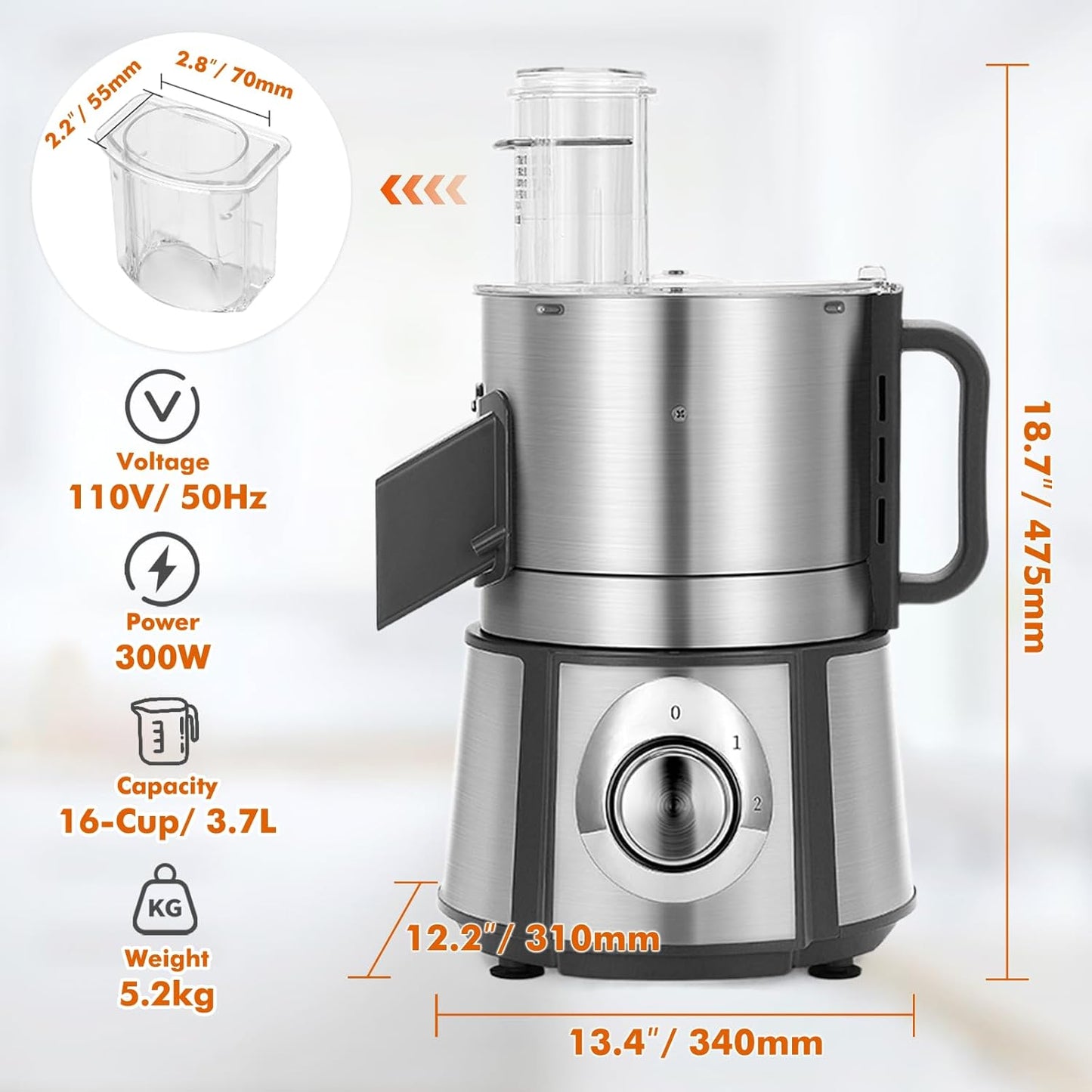 Anatole Electric Vegetable Dicer Stainless Steel Food Processor 16-Cup 300W Commercial Veggie Chopper Heavy Duty Fruits Cutter with 1/4" 3/8" 1/2" Blades Auto Discharge for Carrot Potato Onion