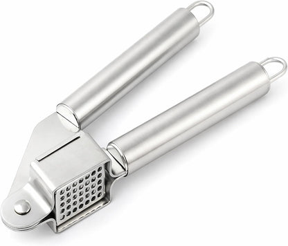 Garlic Press Stainless Steel Heavy Duty | Ergonomic Easy-Press Garlic Mincer for Arthritis & Weak Hands | Easy to Clean, Dishwasher Safe Manual Garlic Crusher for Home Kitchen