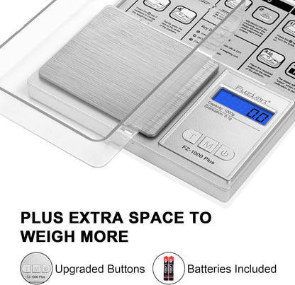 Fuzion Digital Pocket Gram Scale 1000g/0.1g, Small Digital Scales Grams Ounces Grains, Herb Scale, Jewelry Scale, Portable Travel Food Scale