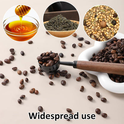 Coffee Measuring Spoon, 15ml Vintage Coffees Scoop with Walnut Handle, Retro Stainless Steel Kitchen Utensil for Scooping, Measuring & Serving for Coffees, Tea