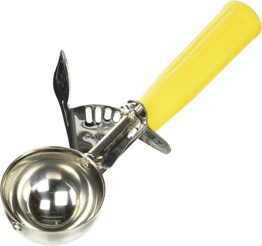 Winco No.20 Ice Cream Disher with Plastic Handle, Size 20, 2 oz capacity, Yellow, Stainess Steel
