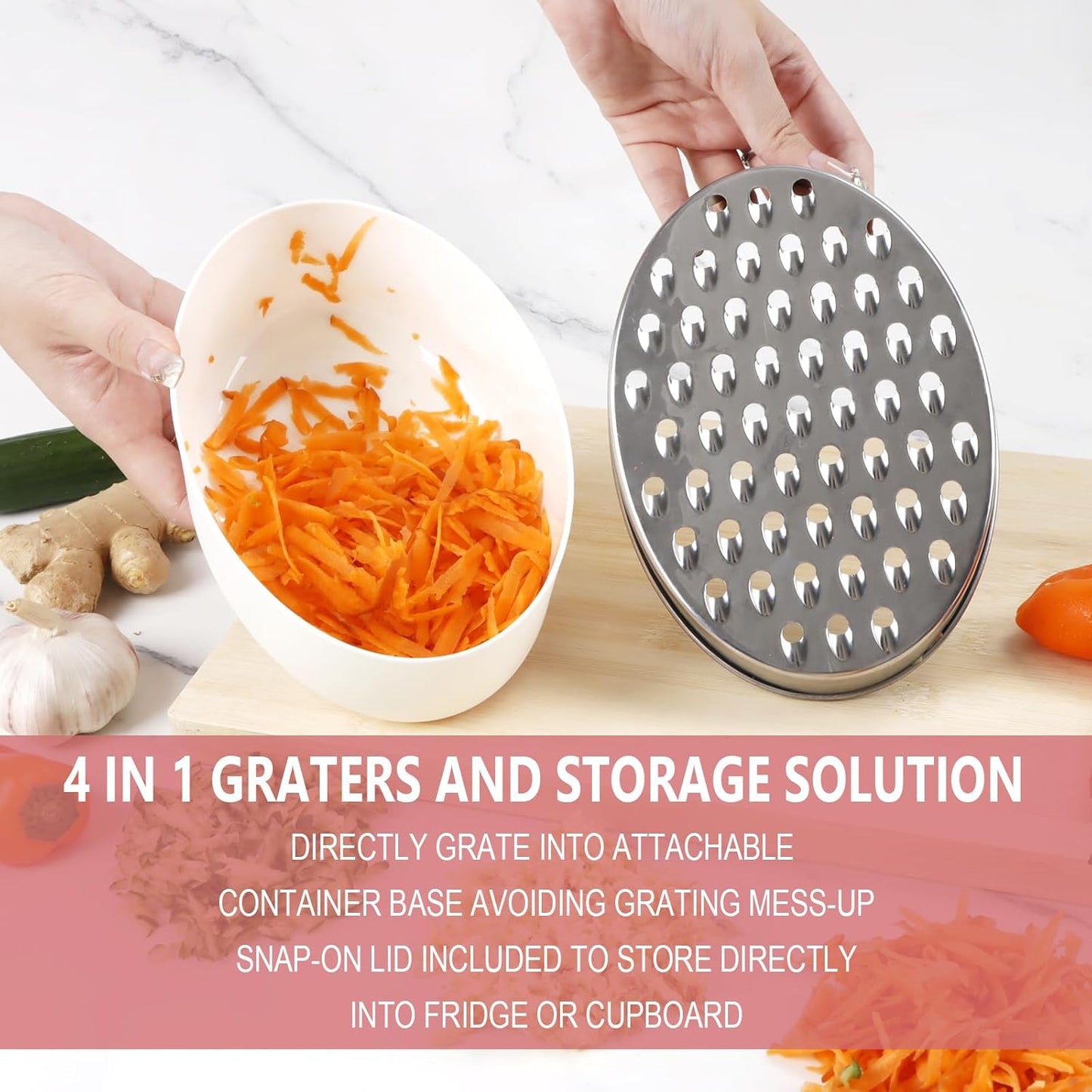 Cheese Grater Citrus Lemon Zester with Food Storage Container & Lid - Perfect For Hard Parmesan Or Soft Cheddar Cheeses, Ginger, Vegetables, Butter, Chocolate & Nutmeg (Green)