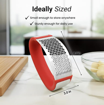 Zulay Kitchen Stainless Steel Garlic Press Rocker Set - Premium Garlic Mincer Garlic Crusher - New Innovative Garlic Crusher with Peeler and Scraper - Comfortable Grip (Black)