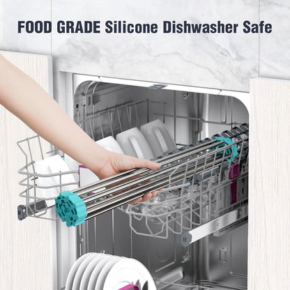 Tomorotec 17.7" x 15.5" Roll Up Dish Drying Rack Over Sink Drying Rack Sink Cover Kitchen Sink Accessories Gadget Multipurpose Organizer Foldable Stainless Steel Drainer