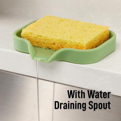 Zulay Kitchen (9x3.5in Sponge Holder for Kitchen Sink - Flexible Heavy-duty Multipurpose Sink Caddy - Counter Organizer for Kitchen, Bathroom, Makeup, Trinkets & More! (Grey)