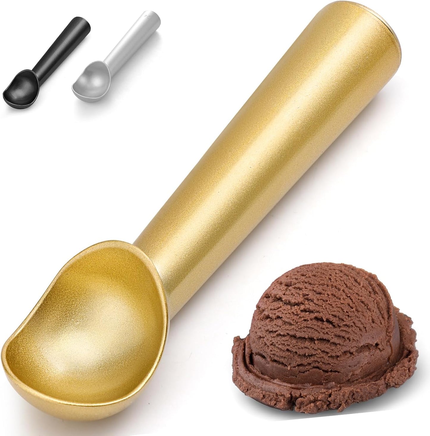 CUNSENR 7 inch Ice Cream Scoop - One-Piece Nonstick Aluminum Ice Cream Scooper - Professional Metal Ice Cream Spoon - Durable, Easy to Use & Clean - Lightweight Cookie Spoon - Scoop Ice Cream (Sliver)