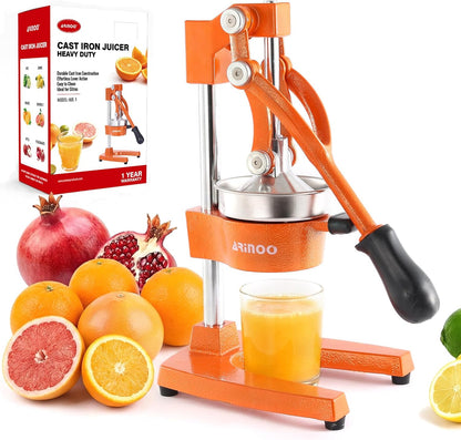 Kitchen Cast Iron Citrus Juicer,Manual Hand Press Orange Juicer,Heavy Duty Countertop Squeezer for Lemon,Orange, Easy to Use & Clean（Black)