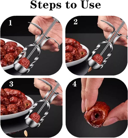 Red Date Pitter Jujube Corer Kitchen Core Tools Cherry Pitter Tool Olive Pitter Stainless Steel Fruit Core Remover Tool for Cherry, Jujube, Red Dates, Plum, Berry