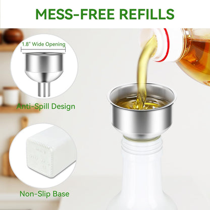Vakoo Oil and Vinegar Dispenser Set - 17oz/500ml, Extra Thick Glass, Leak-Proof, Olive Oil Dispenser Bottle for Kitchen (White Black)