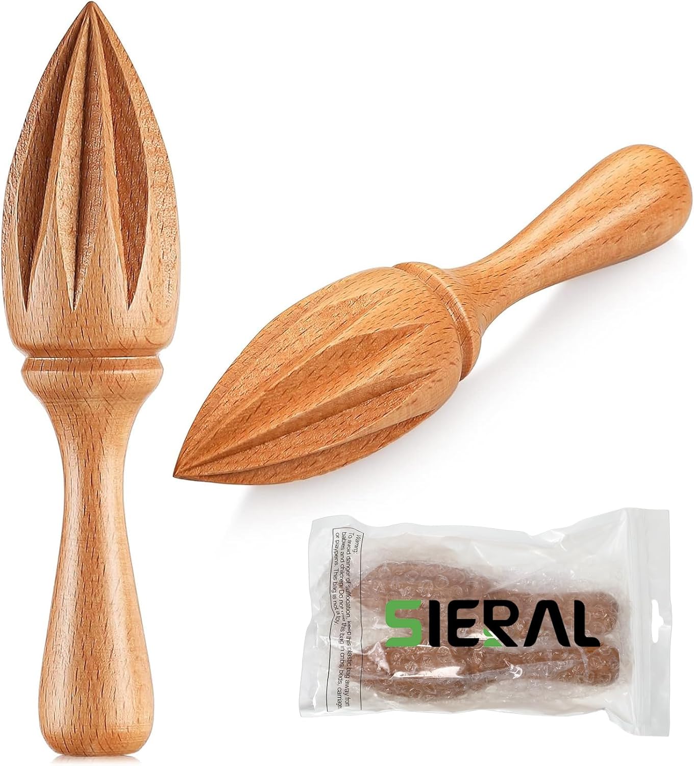 2 Pcs Wooden Citrus Reamer Lemon Hand Juicer Beech Wood Handheld Citrus Juicer Easy to Hold Kitchen Juicing Tool Manual Orange Lime Lemon Juice Reamer Extractor for Daily Home Bar Cafe Restaurant Use