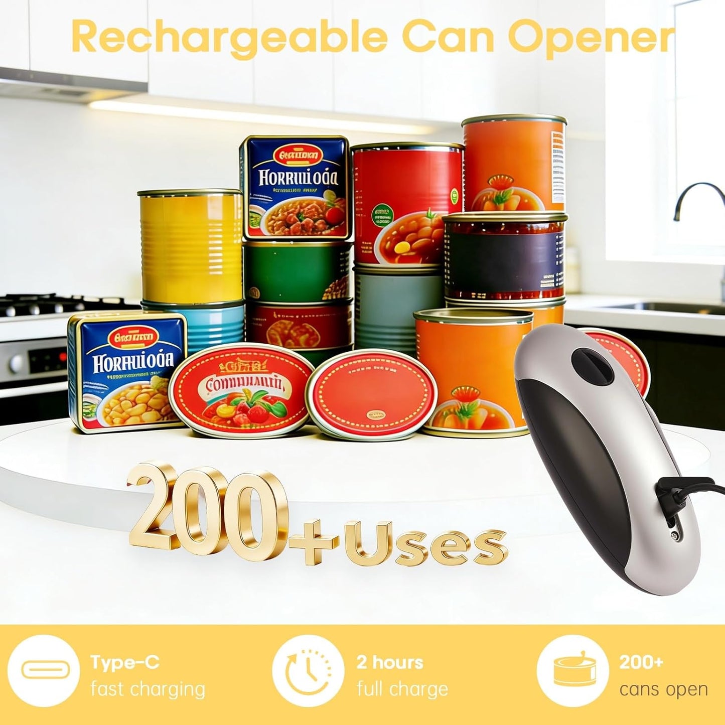 Electric Can Openers in 2026: Automatic Can Opener Electric with Rechargeable. The Can Opener Creates A Smooth Edge, Making It The Best Gift for Seniors And Kids. (White)