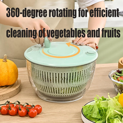 Large Capacity Multi-Function Salad Spinner with Quick Stop Button, Salad Spinner Stainless Steel, Salad Spinner Large, with 5 Blade Slicer Egg Yolk Strainer Shredder (Green)