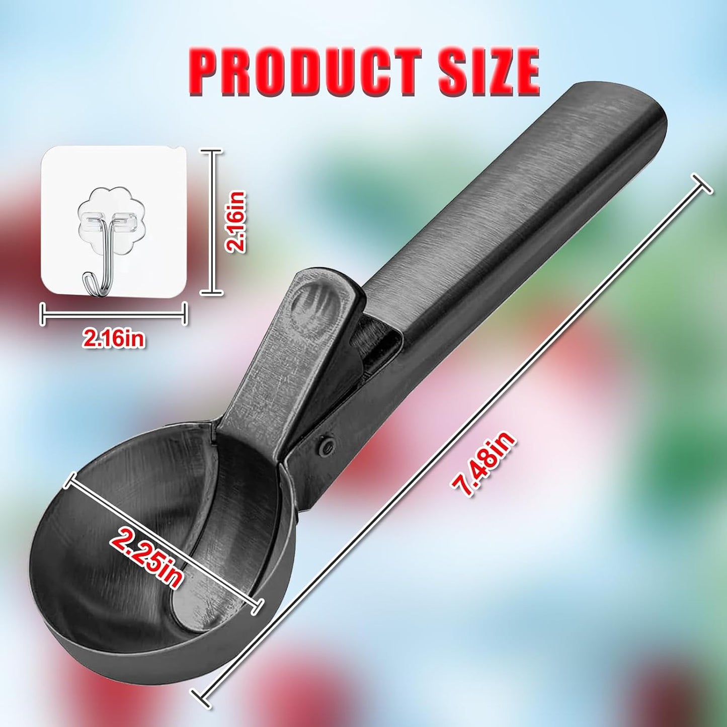 Ice Cream Scoop,Portable Stainless Steel Ice Cream Scoop with Trigger and Comfortable Handle,Dishwasher Safe,DIY Ice Cream,Gelato,Sorbet,Cake Batter (1p-silver)
