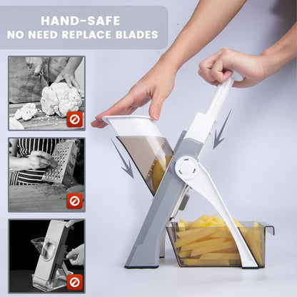 SupMaKin Safe Mandoline Slicer for Kitchen, Potato Slicer for Chips, Vegetable & Food Cutter,Thickness Adjustable 0.1-8 mm, Kitchen Faster Slice Artifact (Only Slicer)