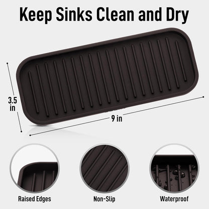Zulay Kitchen (9x3.5in Sponge Holder for Kitchen Sink - Flexible Heavy-duty Multipurpose Sink Caddy - Counter Organizer for Kitchen, Bathroom, Makeup, Trinkets & More! (Grey)