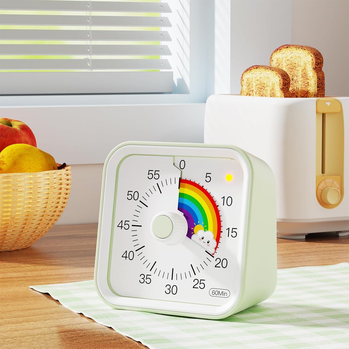 Visual Timer for Kids with Pause Function, 60 Minute Countdown Timer for Kids Desk Study, Teaching, Kitchen Cooking, Office Meetings, Time Management for ADHD (White)