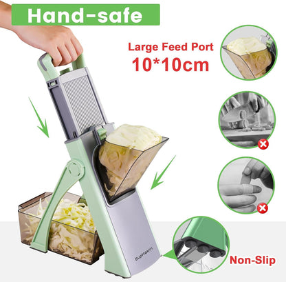 SupMaKin Upgrade Safe Mandoline Slicer Plus, Vegetable Chopper, Potato Slicer, Food Slicer Onion Chopper, Fry Cutter, Veggie Salad Dicer Kitchen Chopping Artifact Gifts (Blue)