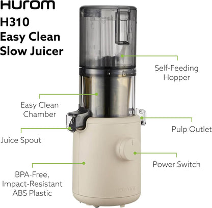 Hurom H310 Easy Clean Slow Juicer, Lavender | Compact | Quiet Motor | Hopper Fits Whole Produce | Scrub Free | Easy Assembly | Cold Press Masticating Juicer