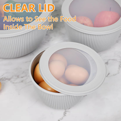 BoxedHome Mixing Bowls with Lids - 8 Piece Plastic Nesting Bowls Set includes 4 Prep Bowls and 4 Lids, Microwave and Dishwasher Safe, Green