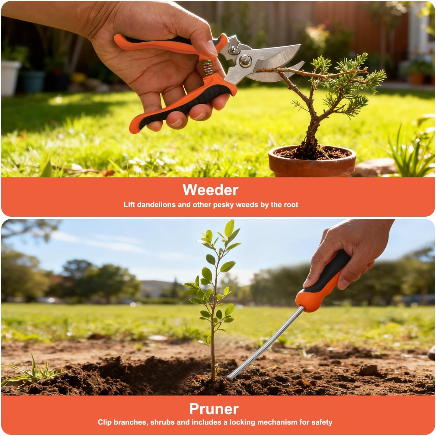 Yesker Pruning Shears Garden Shears 7.8" Professional Garden Scissors Sharp 65 Manganese Steel Blade Heavy Duty Clippers Hand Pruners for Cutting Fresh Flowers Branch Plant Trimming Gardening Tools